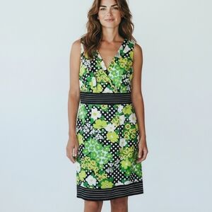 D By Ltd Womens Multicolor Floral Polka Dot Sleeveless Dress Back Zip Size 4 NWT